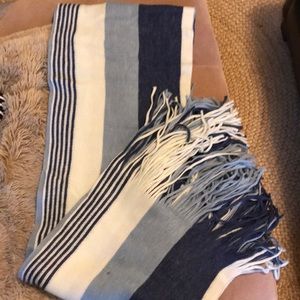 Free People blue and white long scarf with fringe